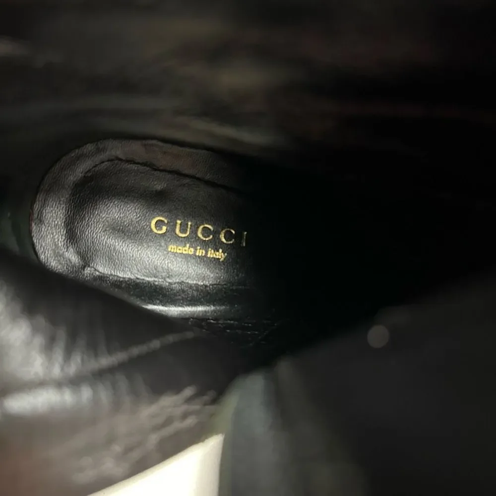 GUCCI Kesha Buckle Ankle Boots 36.5 US 6.5 Black Smooth Leather Heeled Booties - Picture 11 of 13